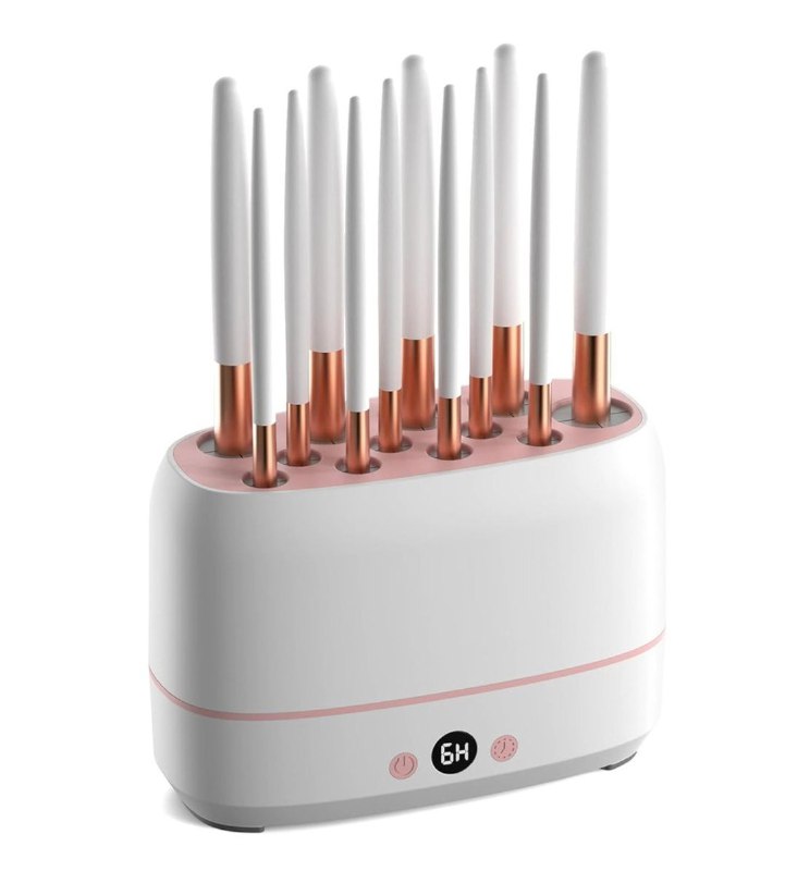MAQUINA SECADORA DE BROCHAS DE MAQUILLAJE, SECADORA ELECTRICA DE ESPONJAS Y BROCHAS CON 12 AGUJEROS DIFERENTES