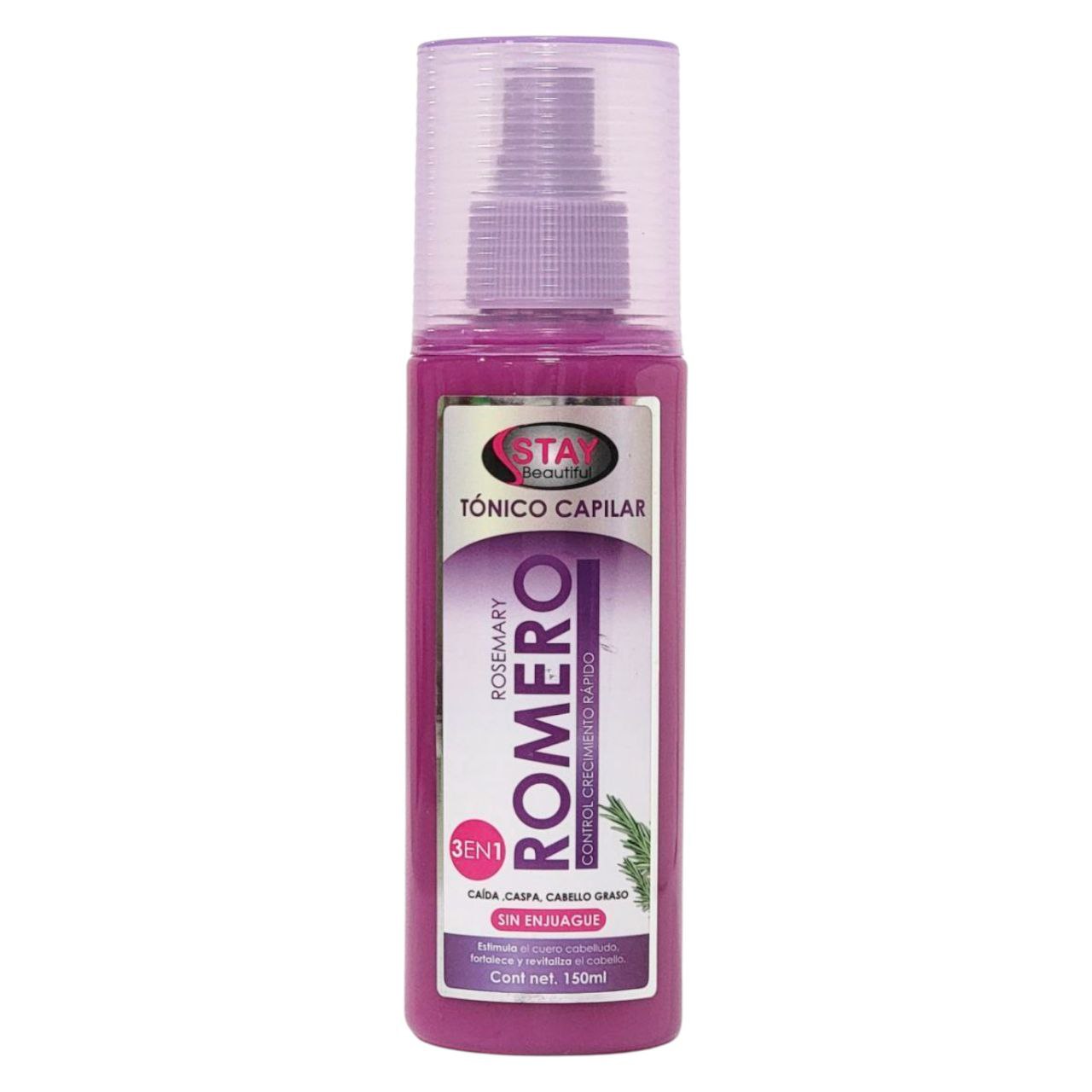ACEITE PARA EL CABELLO, TONICO CAPILAR DE ROMERO 3 EN 1, CRECIMIENTO RAPIDO, ANTICAIDA Y ANTICASPA EN EL CABELLO STAY BEAUTIFUL 150ML