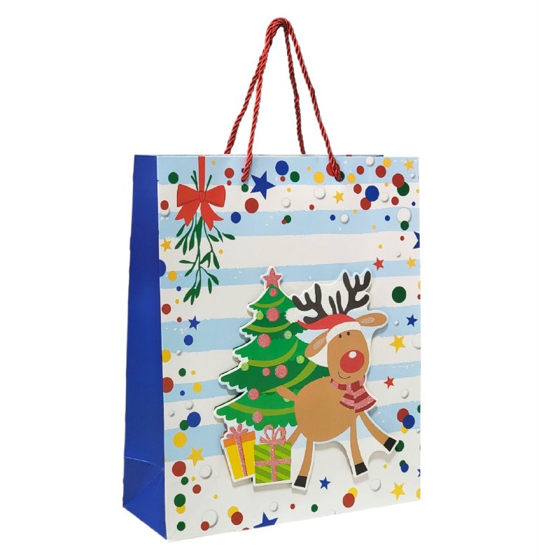 BOLSA DE REGALO NAVIDEÑA MEDIANA 32X26X10CM