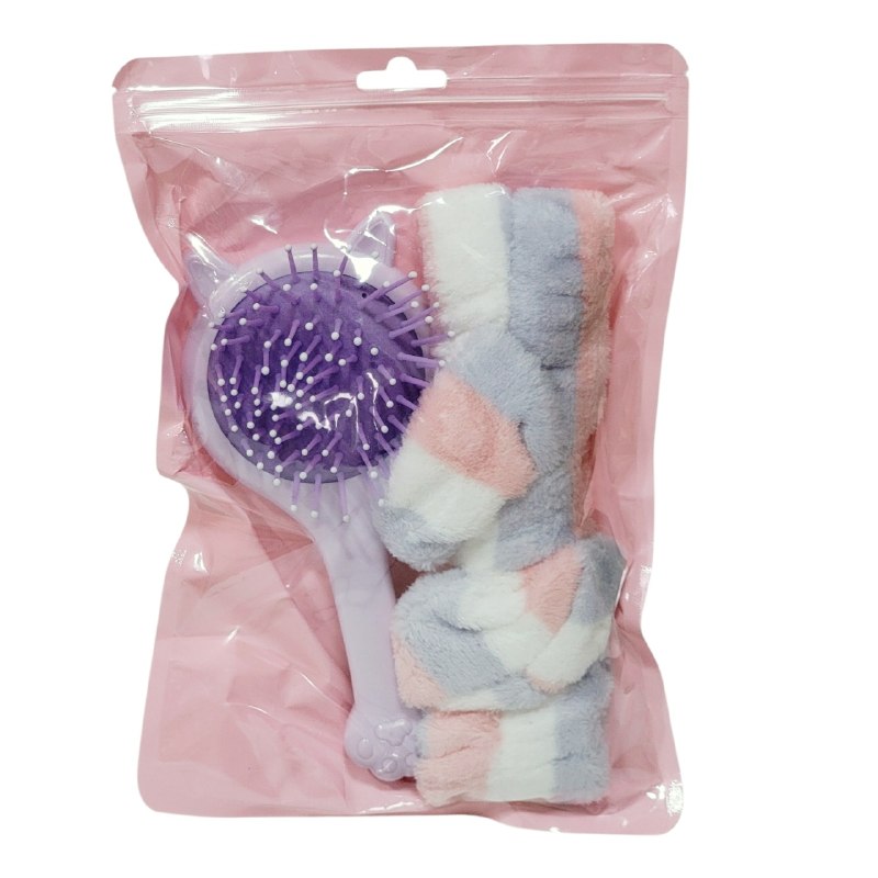 SET DE CUIDADO PERSONAL DE 2 PIEZAS, VINCHA ELASTICA Y PEINE DESENREDANTE 17CM