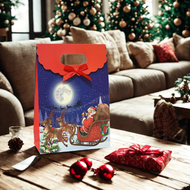 BOLSA DE REGALO NAVIDEÑA MEDIANO 14X21CM