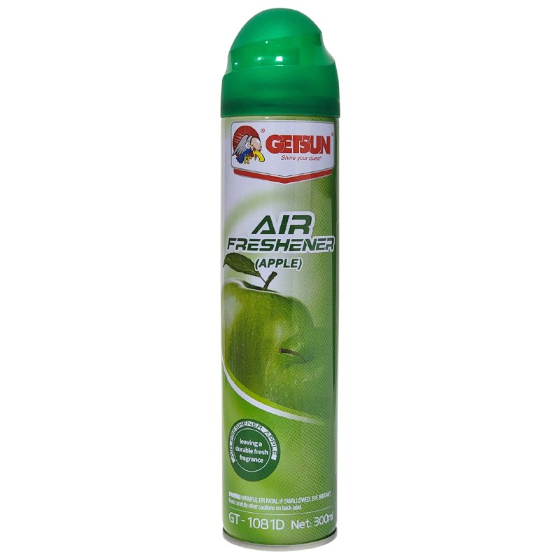 AMBIENTADOR AROMATIZANTE EN SPRAY DE MANZANA VERDE 300ML, FORMULA POTENTE QUE NEUTRALIZA MALOS OLORES GETSUN