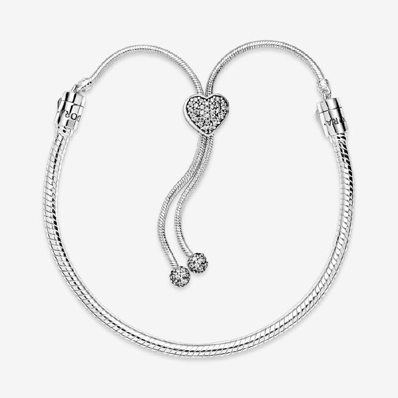 PAND214 PULSERA CORAZON ESTILO PANDORA PLATA 9.25