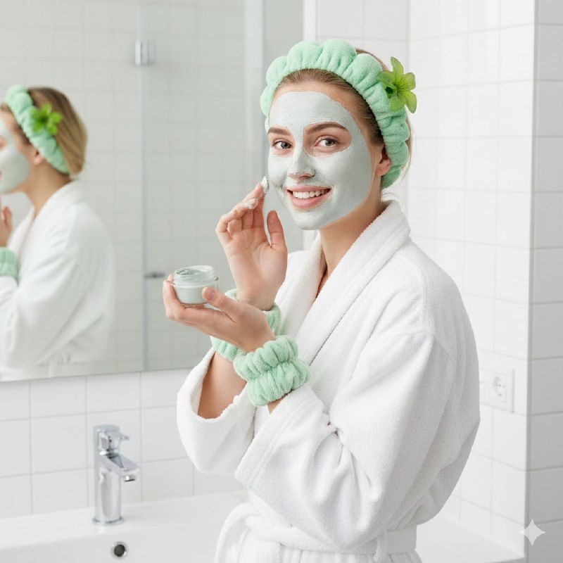 KIT DE CUIDADO FACIAL, GANCHO FLOR HAWAIANA, DIADEMA Y MUÑEQUERA SKIN CARE, 6 ESTILOS