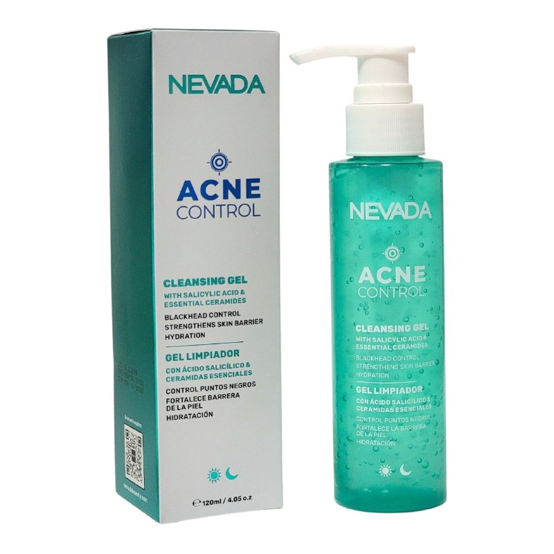 LIMPIADOR FACIAL EN GEL DE ACIDO SALICILICO Y CERAMIDAS QUE ELIMINAN ACNE Y PUNTOS NEGROS NEVADA 120ML