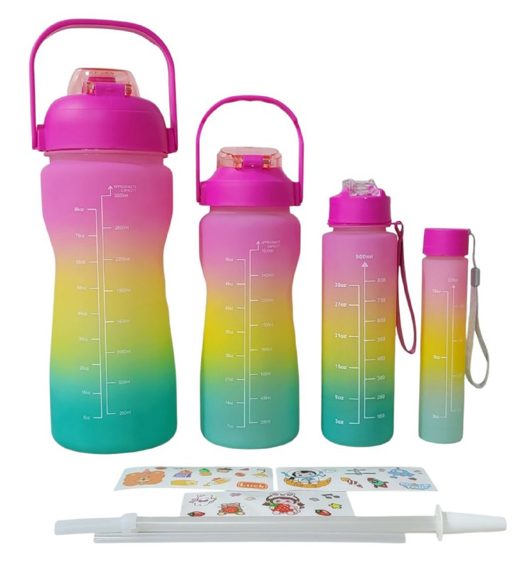 BOTES MOTIVACIONALES SET DE 4 PIEZAS, 3L/1600ML/900ML/500ML