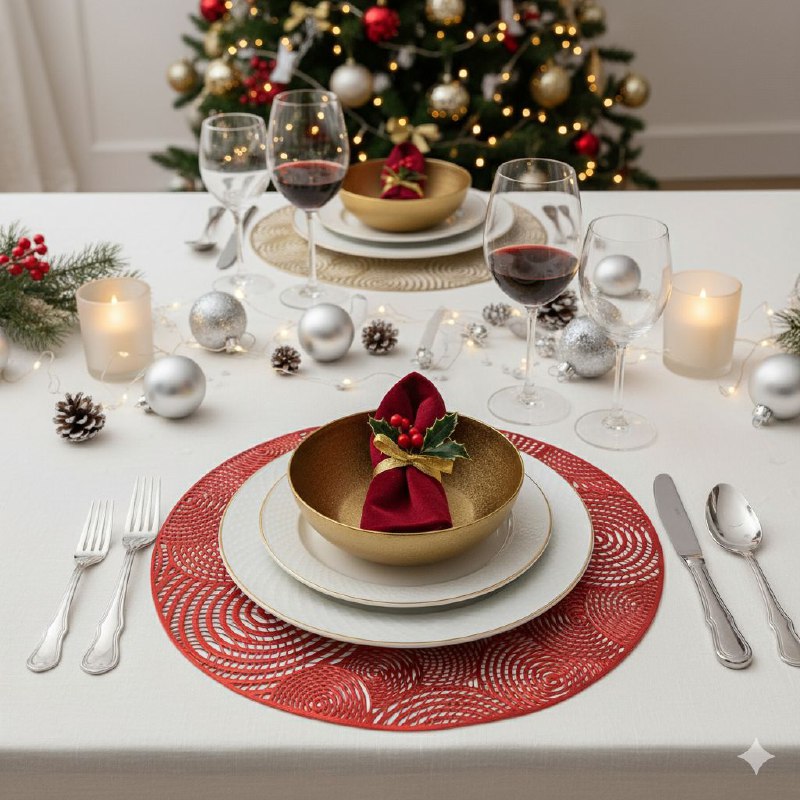 MANTELES INDIVIDUALES REDONDOS NAVIDEÑOS PARA COMEDOR DE COCINA DE PVC ELEGANTE 38CM, 6 ESTILOS