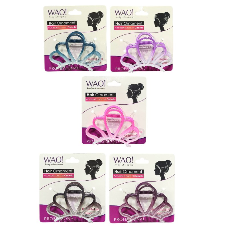 GANCHO PARA EL CABELLO DISEÑO DE CORONA WAO 6X8CM, 5 ESTILOS