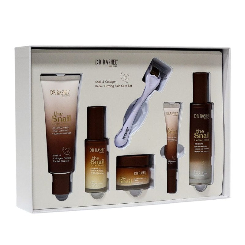 SET DE CUIDADO FACIAL DE 6 PIEZAS, DE CARACOL Y COLAGENO EFECTO REAFIRMANTE, REPARADOR Y HIDRATANTE DR RASHEL
