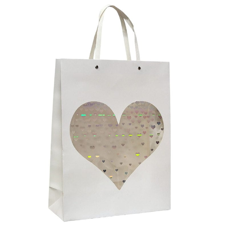 BOLSA DE REGALO DE CORAZON TRANSPARENTE GRANDE 30X12X41CM