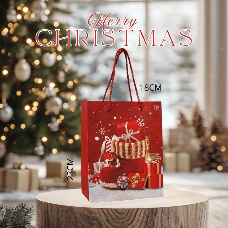 BOLSA DE REGALO NAVIDEÑA MEDIANA 18CMX13CM, 4 ESTILOS