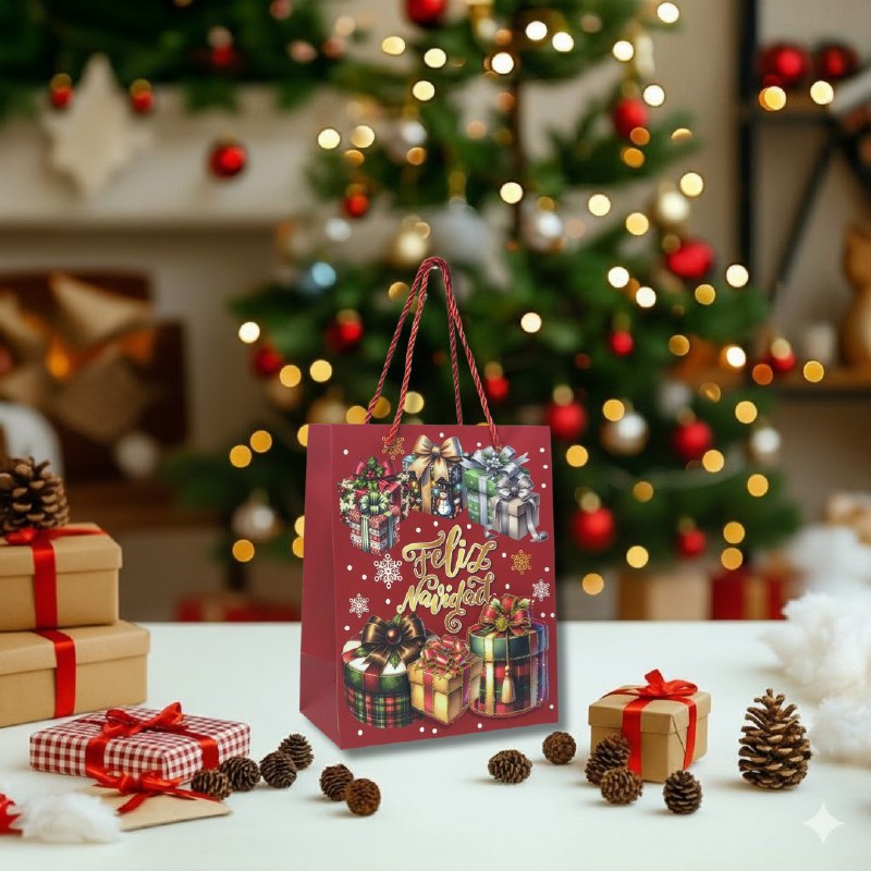 BOLSA DE REGALO NAVIDEÑA PEQUEÑA 18X23X10CM