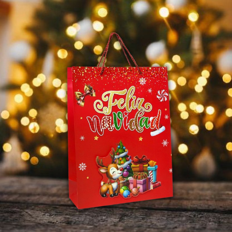 BOLSA DE REGALO NAVIDEÑA GRANDE 30X40X12CM