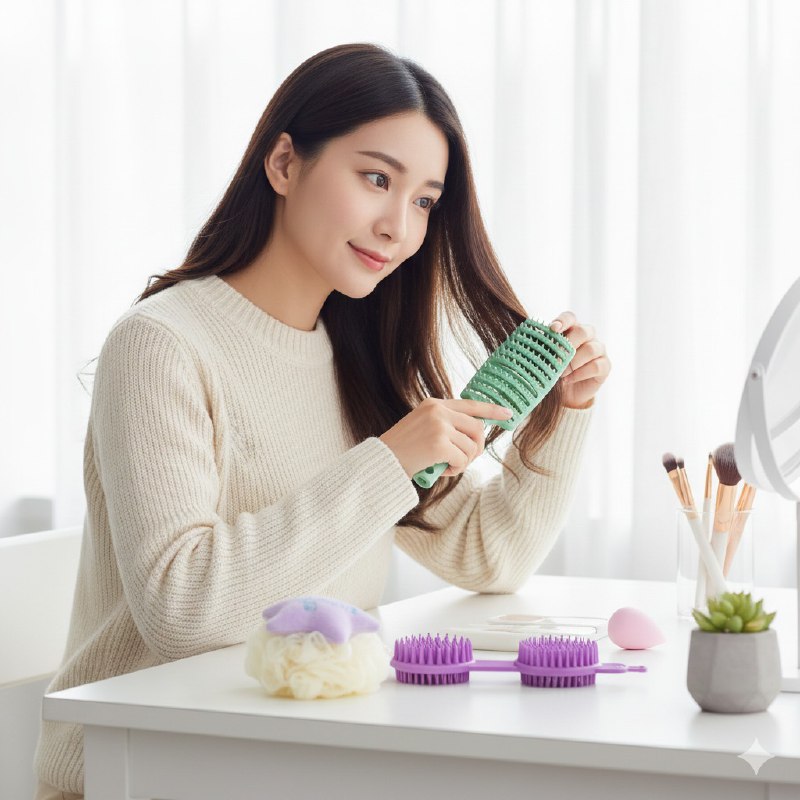 SET DE CUIDADO PERSONAL, ESPONJA MAQUILLAJE, ESPONJA DE BAÑO Y CEPILLO DE PELO SWEET BEAUTY