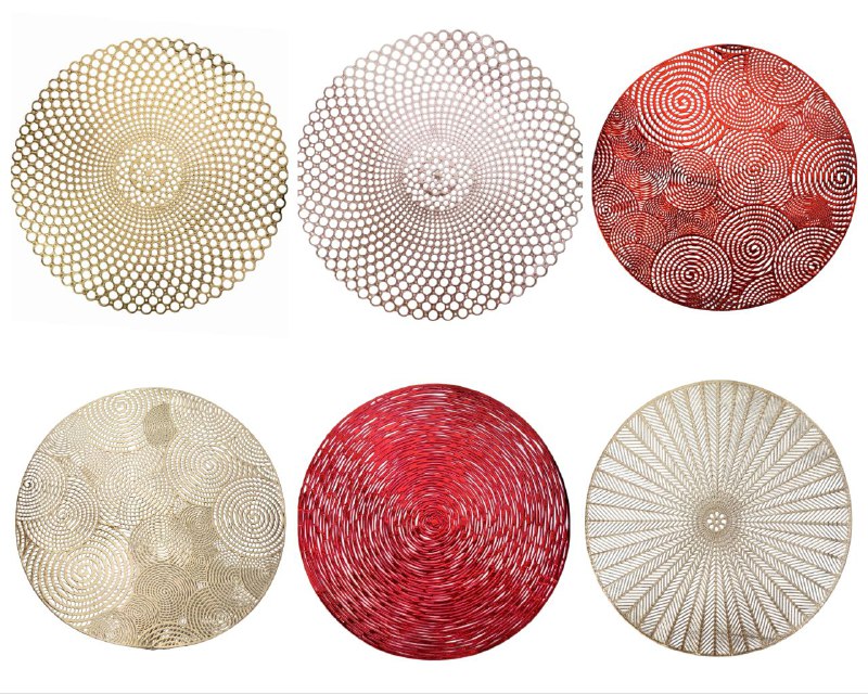 MANTELES INDIVIDUALES REDONDOS NAVIDEÑOS PARA COMEDOR DE COCINA DE PVC ELEGANTE 38CM, 6 ESTILOS