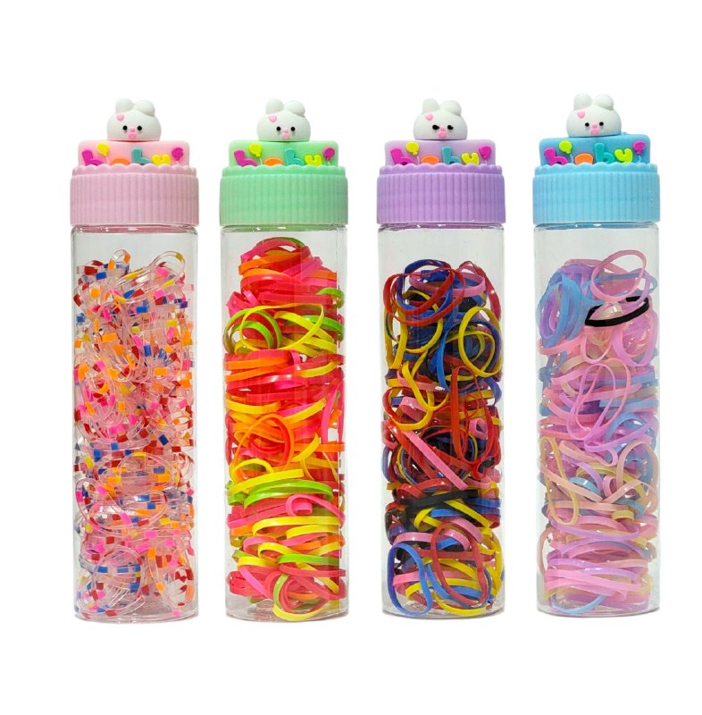 COLA, LIGAS HULES PARA EL CABELLO EN BOTECITO, PAQUETE DE 12 BOTES PARA EL DIA A DIA Y PARA TODO TIPO DE CABELLO