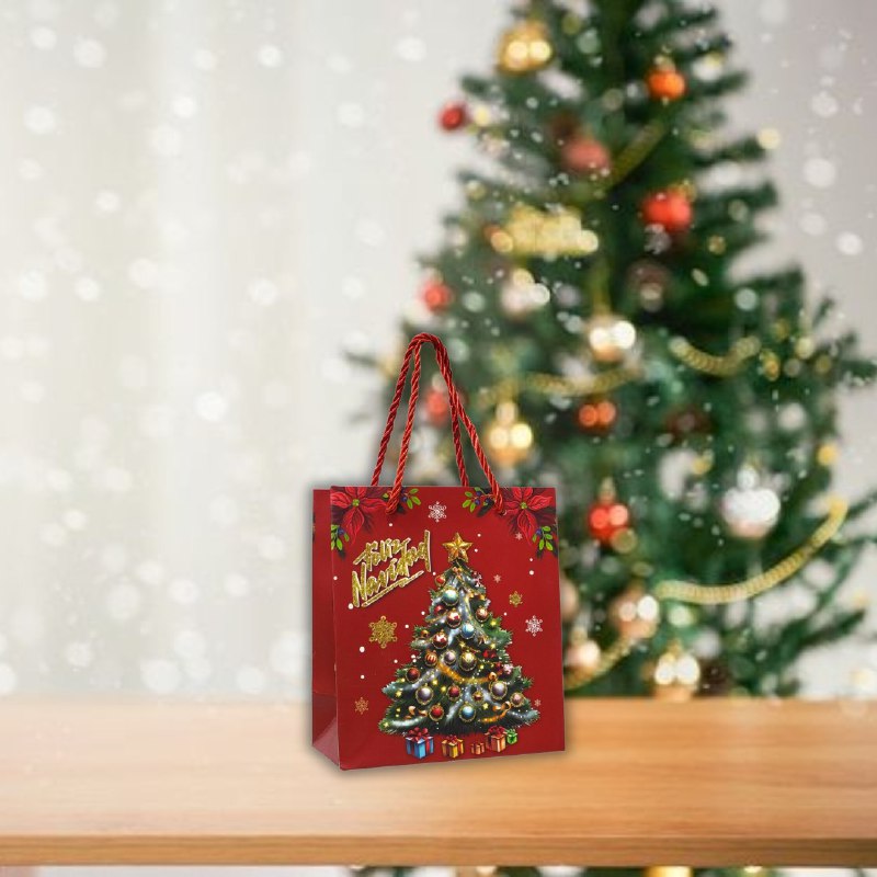 BOLSA DE REGALO NAVIDEÑA EXTRA PEQUEÑA 14X16X7CM