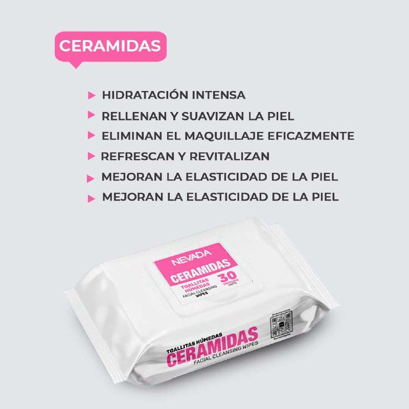 TOALLITAS HUMEDAS FACIALES DE CERAMIDAS NEVADA 30UND