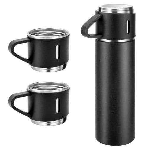 SET DE TERMO CON TAZAS DE ACERO INOXIDABLE 3 PIEZAS VACUUM FLASK 500ML