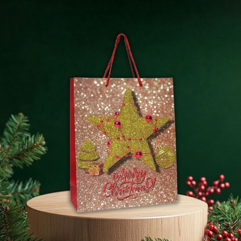 BOLSA DE REGALO NAVIDEÑA MEDIANA 32X26X10CM