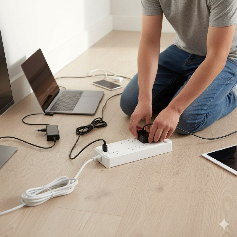 REGLETA EXTENSION ENCHUFE, REGLETA ELECTRICA CON MULTIPLES TOMAS, PROTECCION CONTRA SOBRETENSIONES PARA EL HOGAR Y OFICINA V-TEG