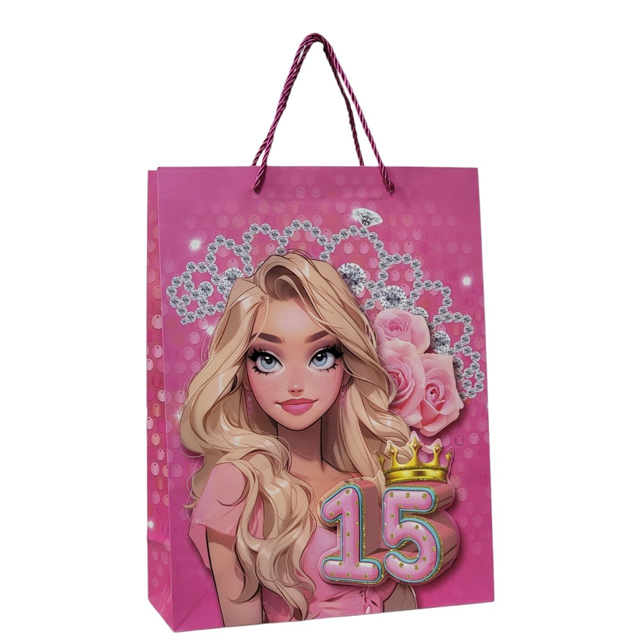 BOLSA DE REGALO PARA 15 AÑOS GRANDE  30X40X12CM