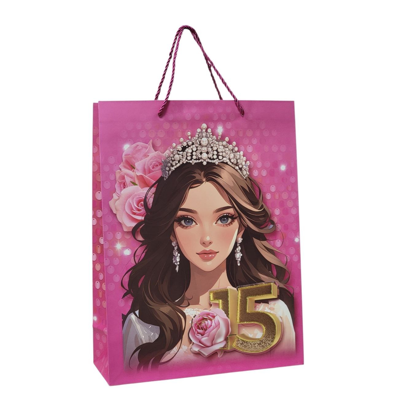 BOLSA DE REGALO PARA 15 AÑOS GRANDE  30X40X12CM