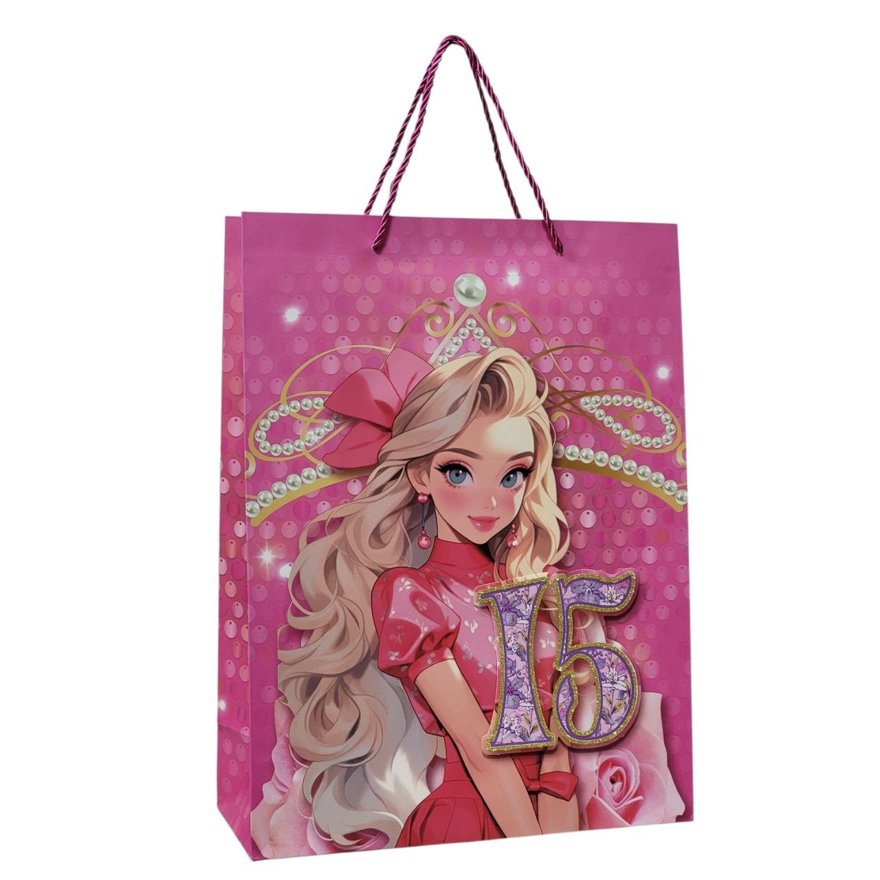 BOLSA DE REGALO PARA 15 AÑOS GRANDE  30X40X12CM