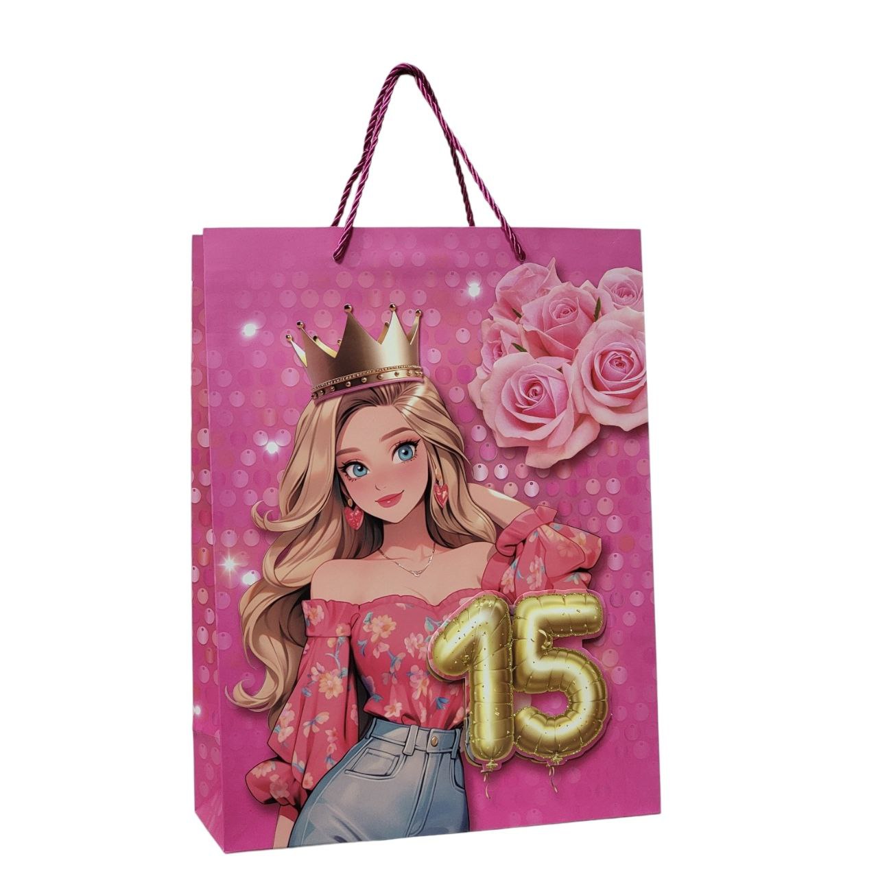 BOLSA DE REGALO PARA 15 AÑOS GRANDE  30X40X12CM