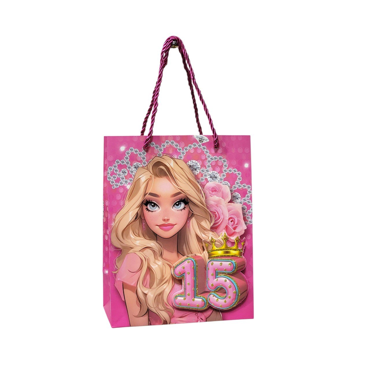 BOLSA DE REGALO PARA 15 AÑOS PEQUEÑA  23x18x10CM