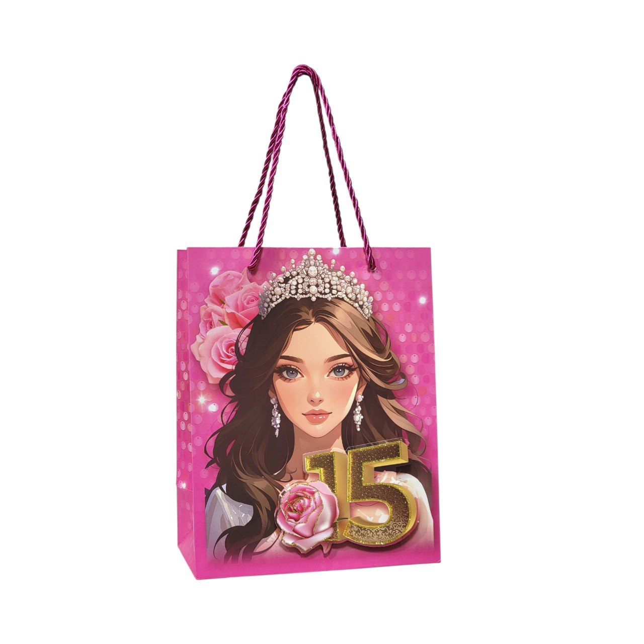 BOLSA DE REGALO PARA 15 AÑOS PEQUEÑA  23x18x10CM