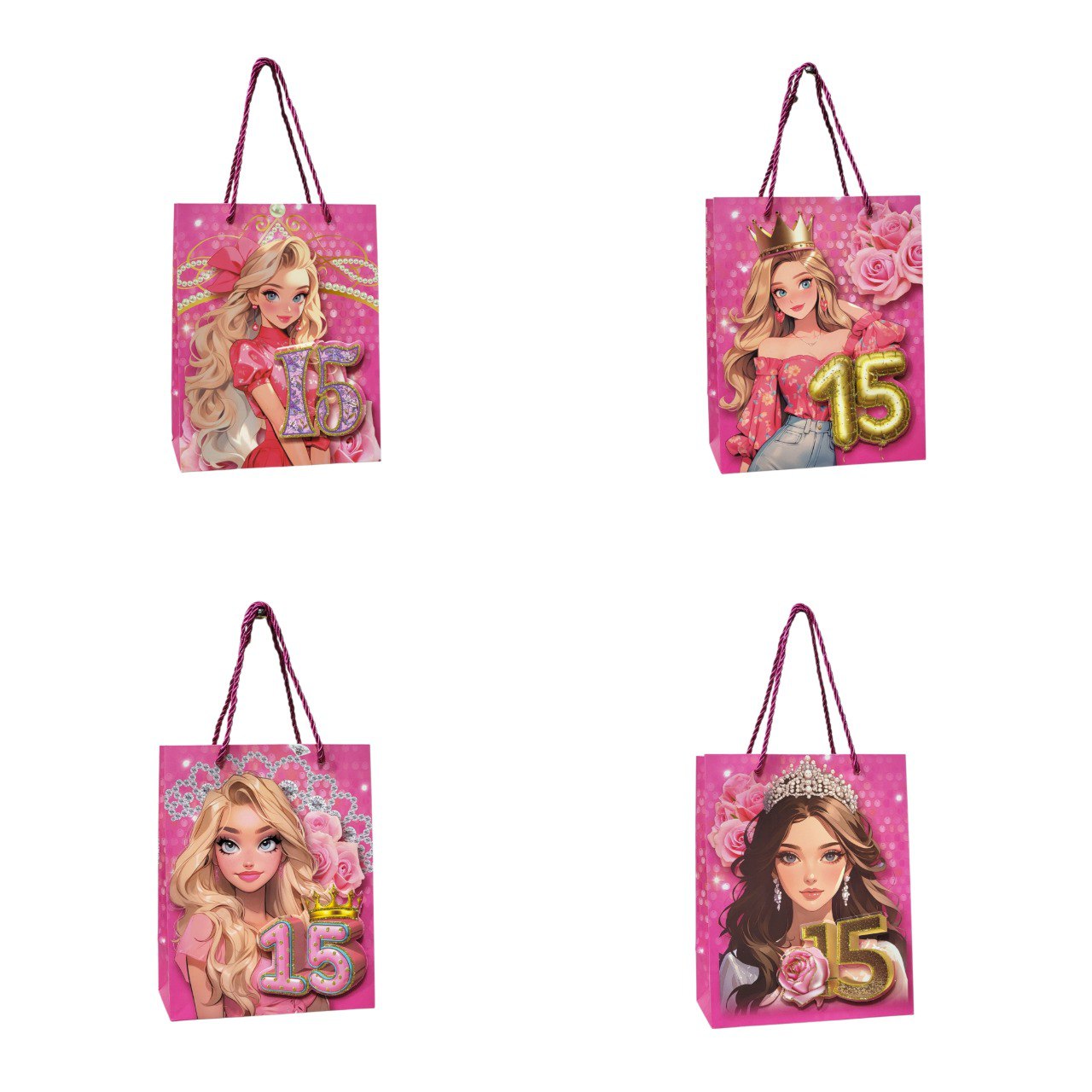 BOLSA DE REGALO PARA 15 AÑOS PEQUEÑA  23x18x10CM