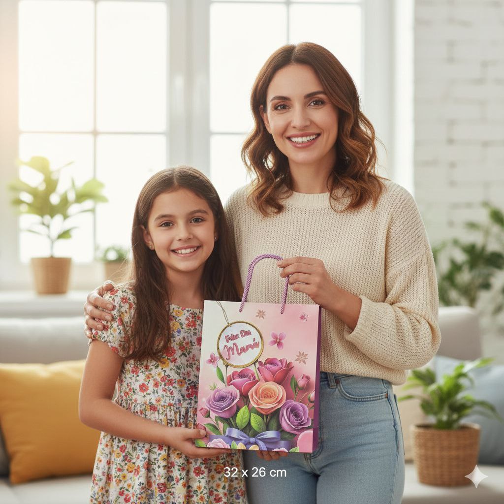 BOLSA DE REGALO PARA MAMÁ MEDIANA 32X26X10CM