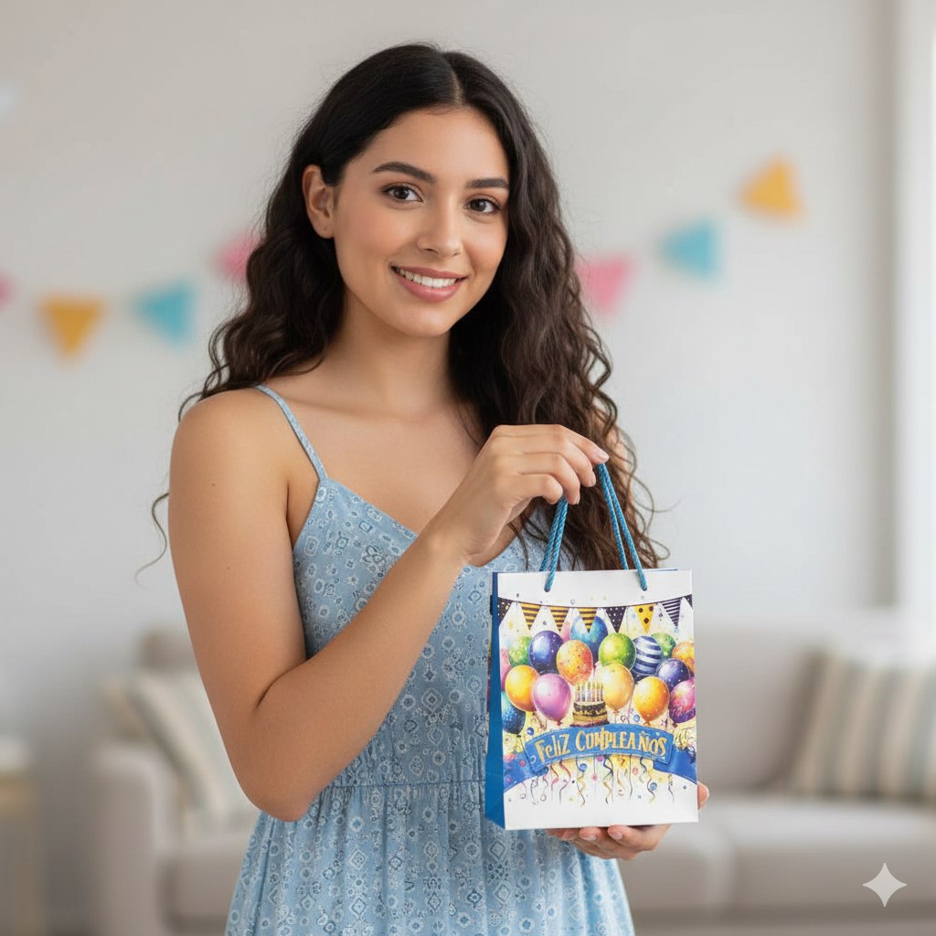 BOLSA DE REGALO DE CUMPLEAÑOS PEQUEÑA 23X18X10CM