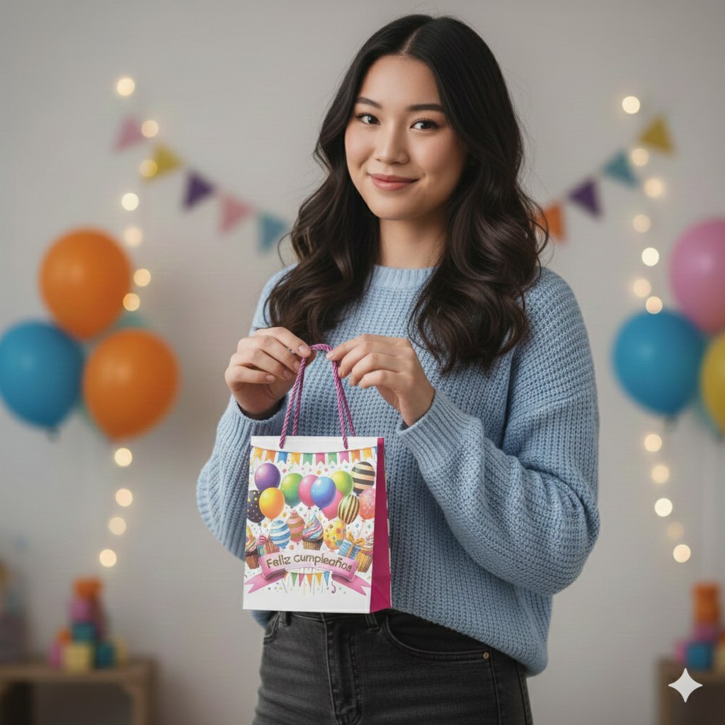 BOLSA DE REGALO DE CUMPLEAÑOS PEQUEÑA 23X18X10CM