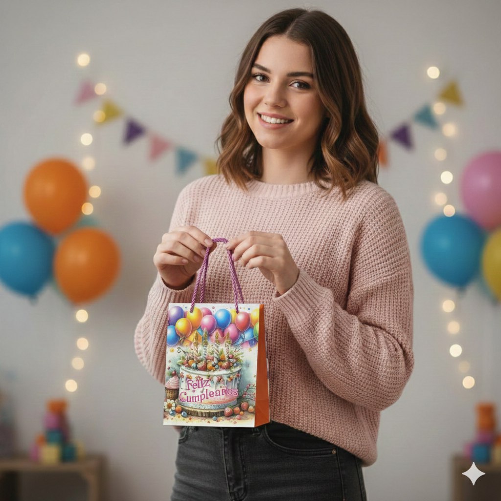 BOLSA DE REGALO DE CUMPLEAÑOS PEQUEÑA 23X18X10CM