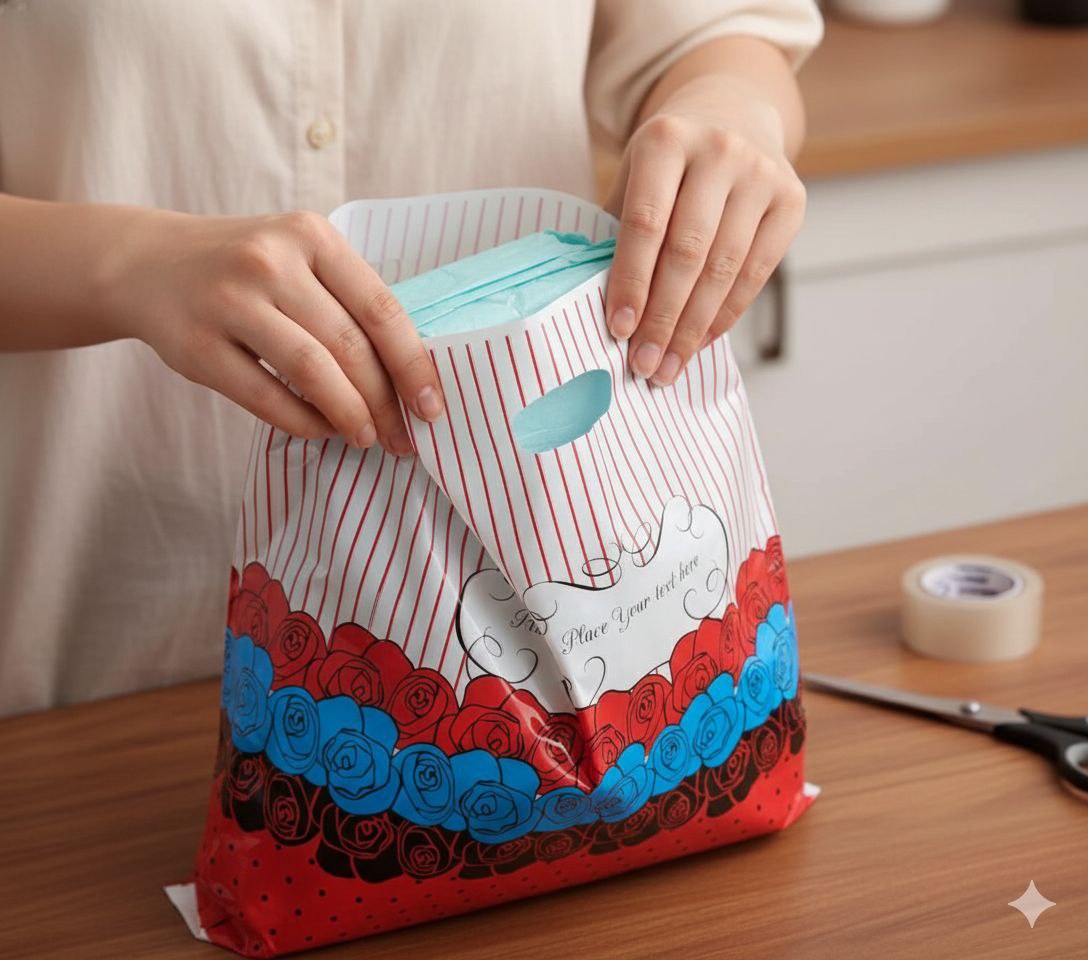 BOLSA DE REGALO PLASTICA EXTRA GRANDE 35X45CM, PAQUETE 100UND