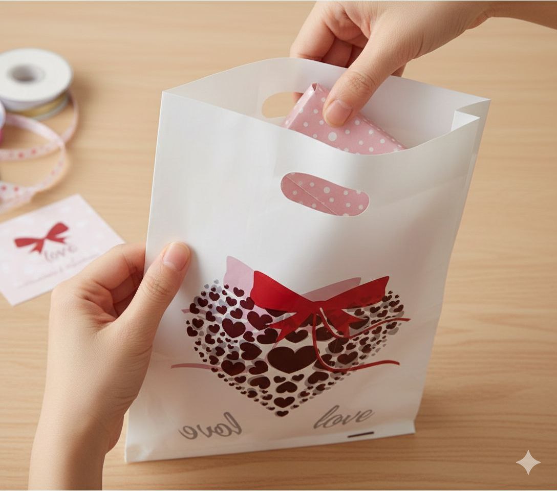 BOLSA DE REGALO PLASTICA GRANDE 30X40CM 100UND