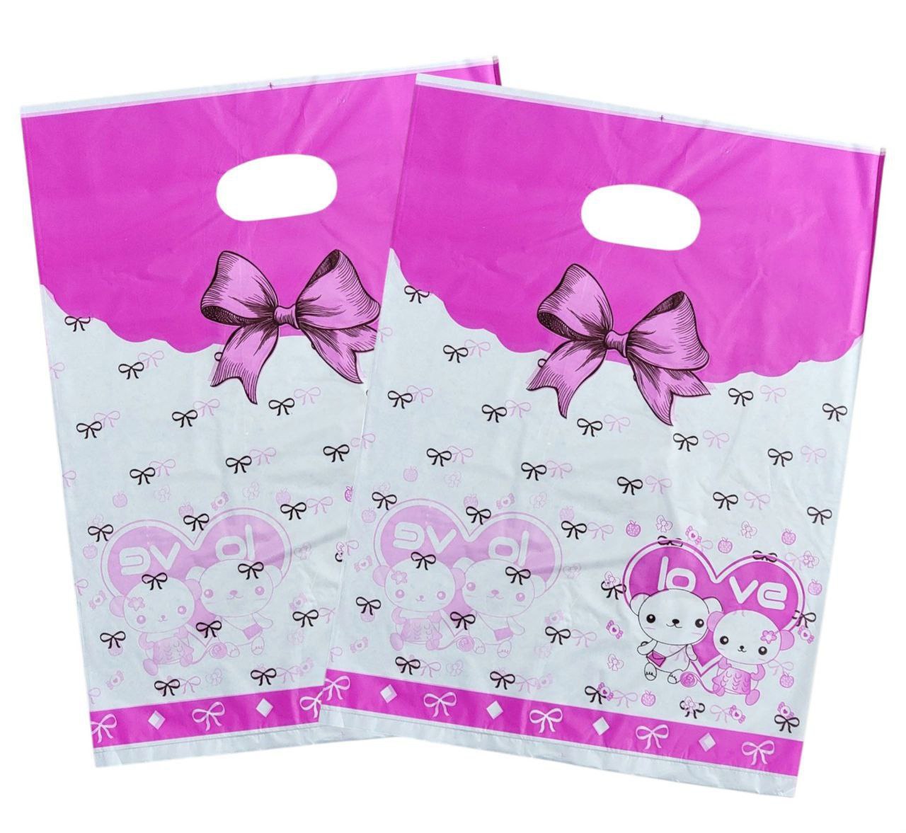 BOLSA DE REGALO PLASTICA MEDIANA 25X35CM, PAQUETE 100UND