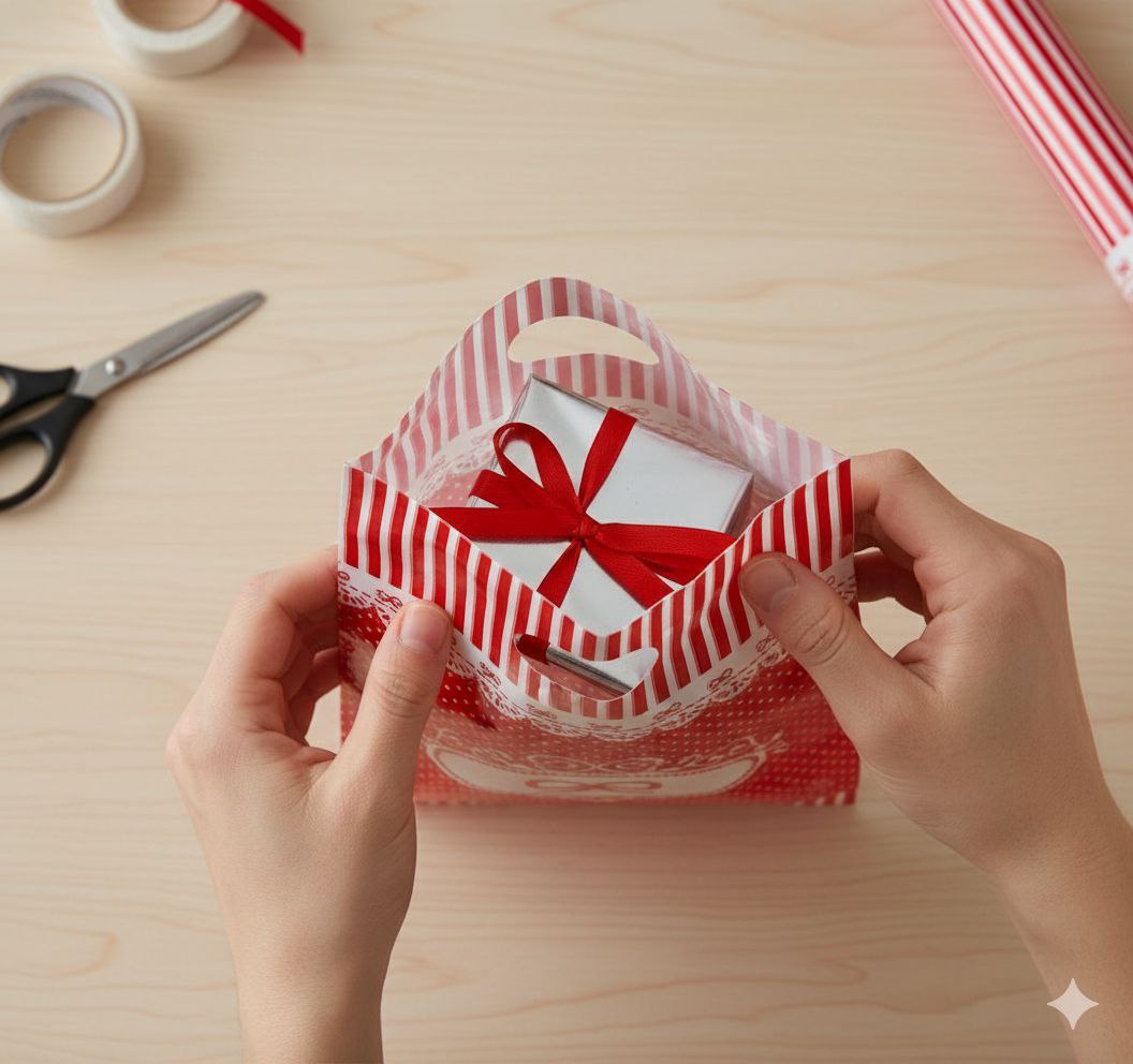 BOLSA DE REGALO PLASTICA MEDIANA 25X35CM, PAQUETE 100UND