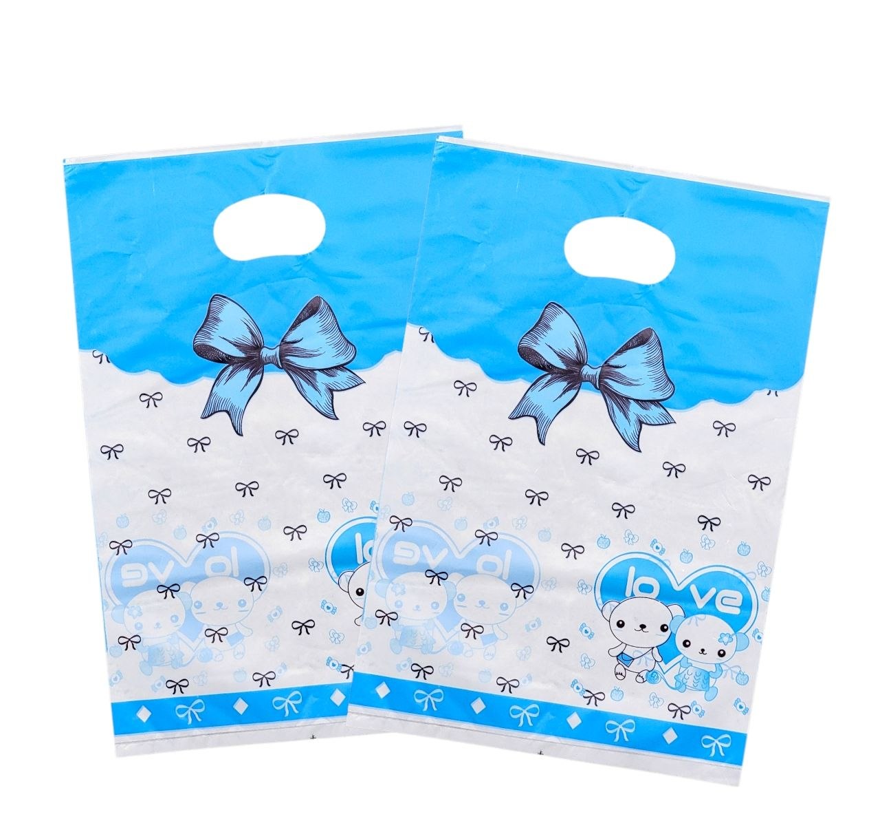 BOLSA DE REGALO PLASTICA PEQUEÑA 20X30CM, PAQUETE 100UND