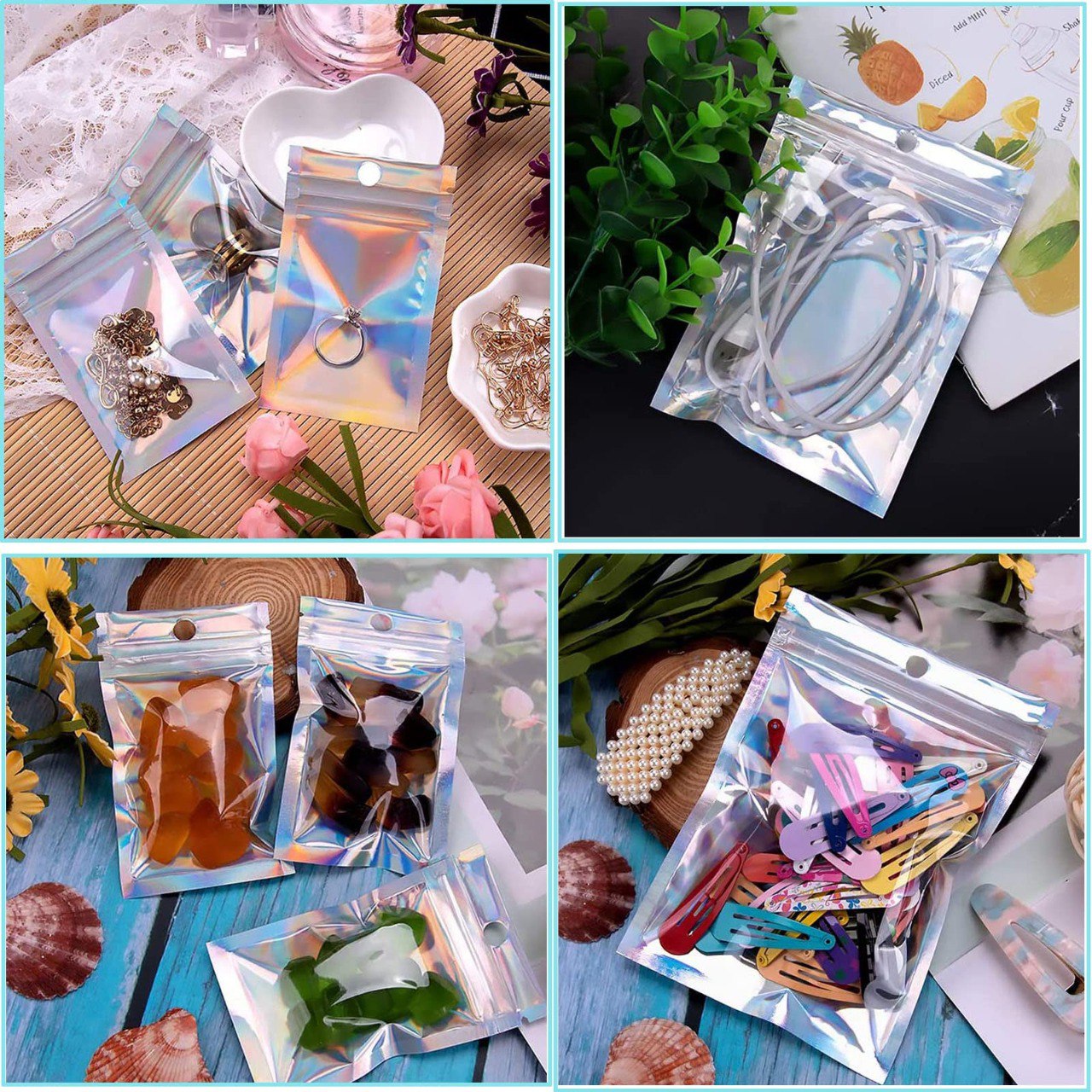 BOLSA ORGANIZADORA TRANSPARENTE TORNASOL 10X15CM