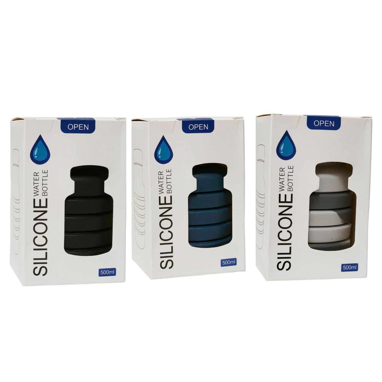 BOTELLA DE AGUA DE SILICONA PLEGABLE 500ML