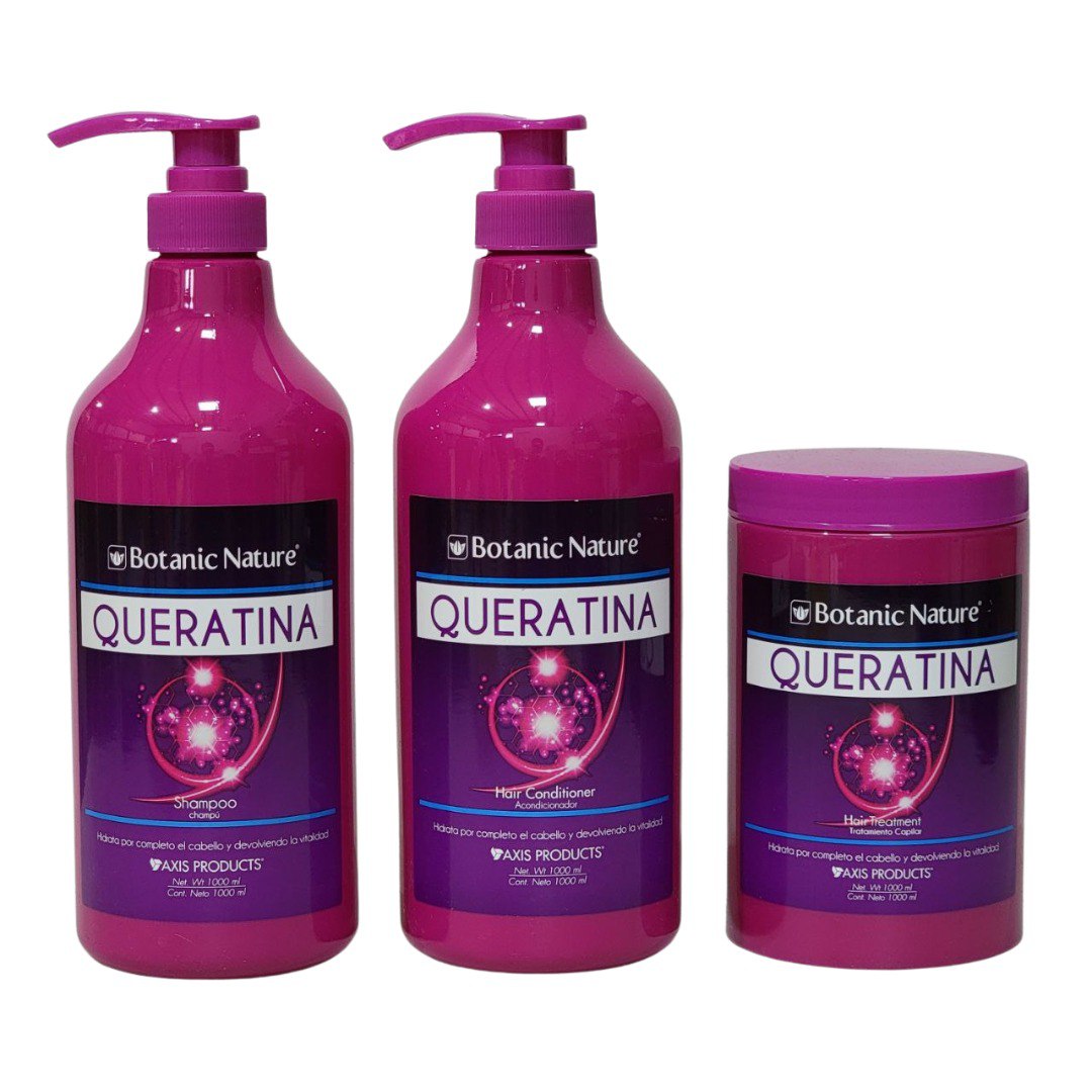 SET DE CUIDADO PARA EL CABELLO DE QUERATINA 3PCS BOTANIC NATURE 1000ML