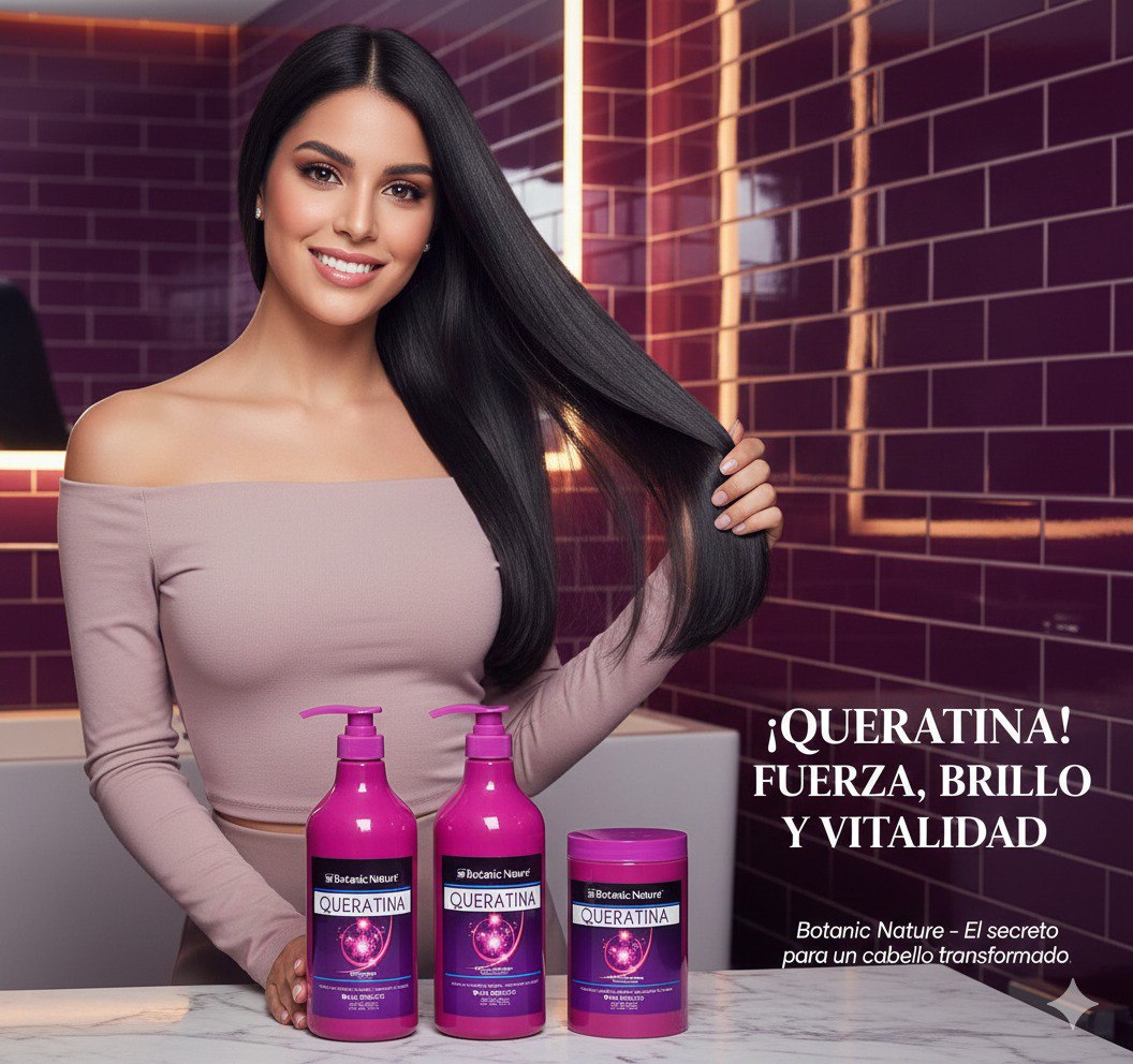 SET DE CUIDADO PARA EL CABELLO DE QUERATINA 3PCS BOTANIC NATURE 1000ML