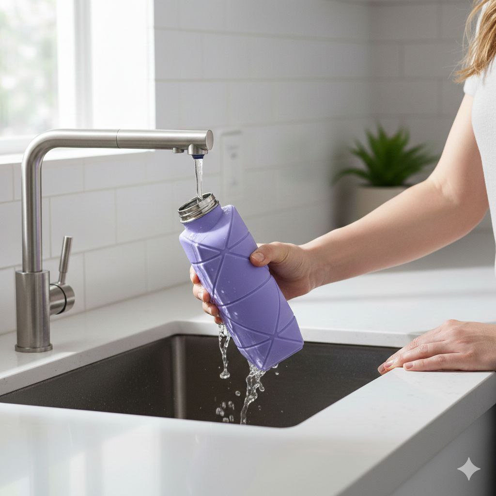 BOTELLA DE AGUA DE SILICONA PLEGABLE 600ML