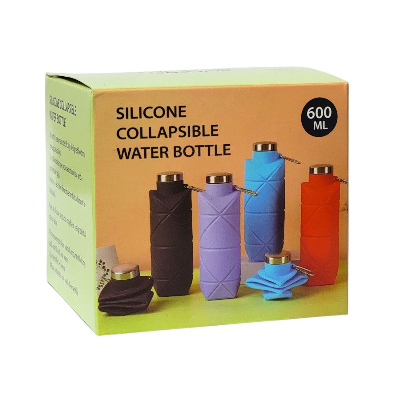 BOTELLA DE AGUA DE SILICONA PLEGABLE 600ML