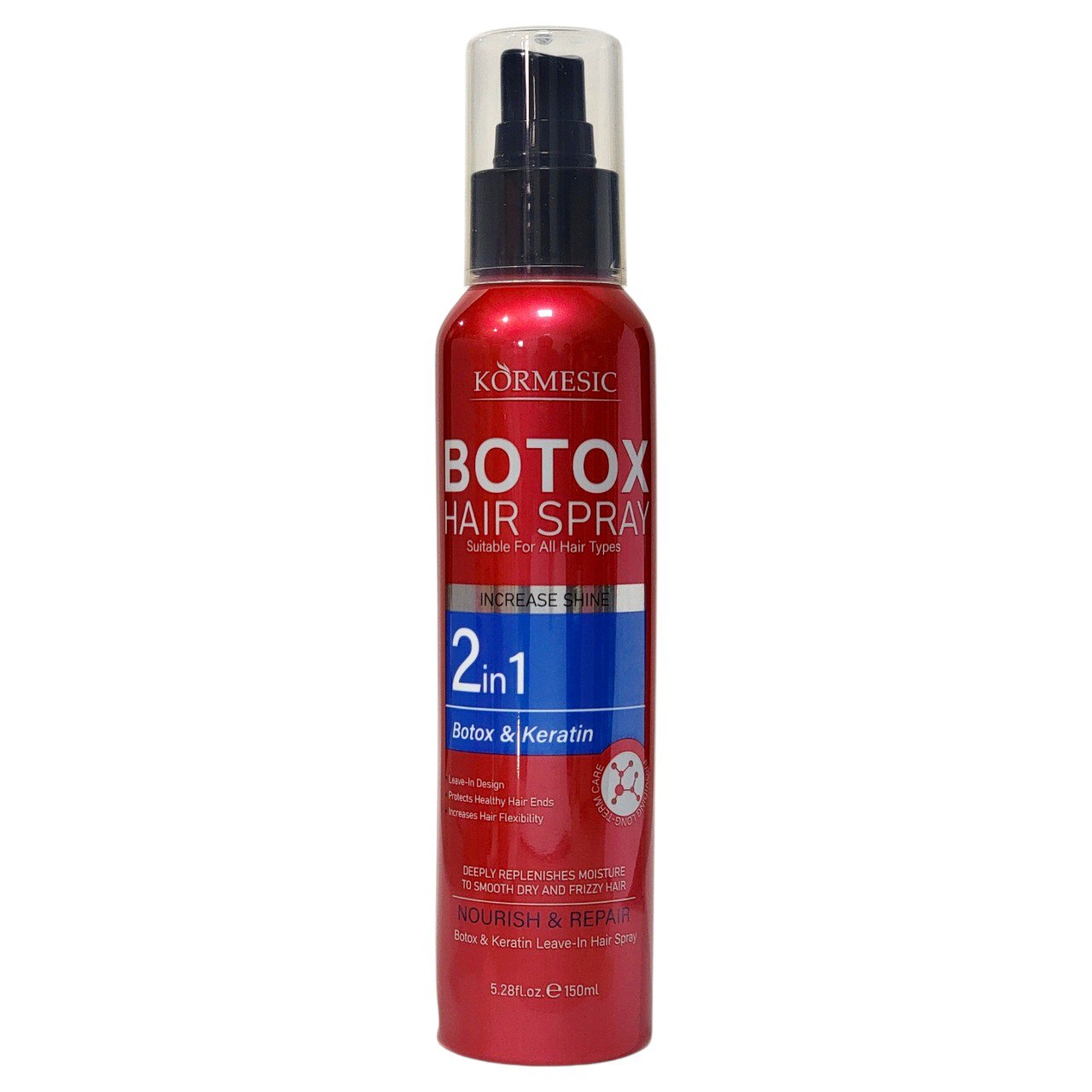 SPRAY PARA EL CABELLO DE BÓTOX Y QUERATINA 2 EN 1 KORMESIC 150ML