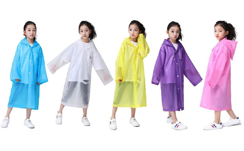 CAPOTE PARA LLUVIA IMPERMEABLE PARA NIÑOS LIGERO Y FACIL DE LLEVAR 5 COLORES EVA CHILDREN RAINCOAT