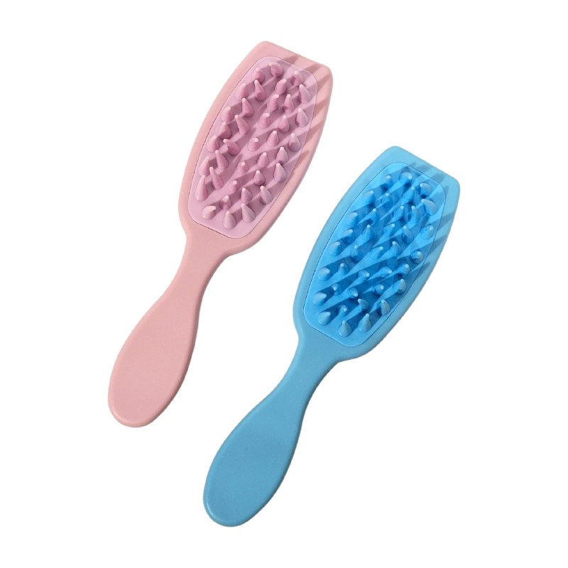 CEPILLO MASAJEADOR PARA EL CABELLO EXFOLIANTE DE CERDAS SUAVES DE SILICONA 20CM